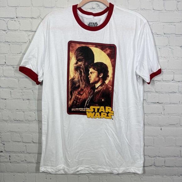 Star Wars Shirt Large Young Han Solo & Chewbacca Short Sleeve Crewneck Y2K - Picture 1 of 6